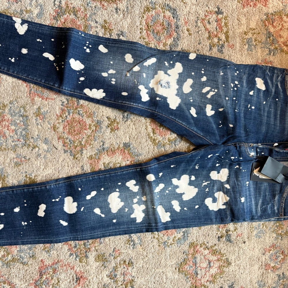 DSQUARED2 Blue and White Slim Men Jeans
